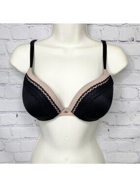 VICTORIA'S SECRET VERY SEXY BLACK BEIGE PUSH UP BRA SZ 32D!